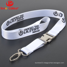 Polyester cheap custom heat transfer lanyard with metal hook for festival